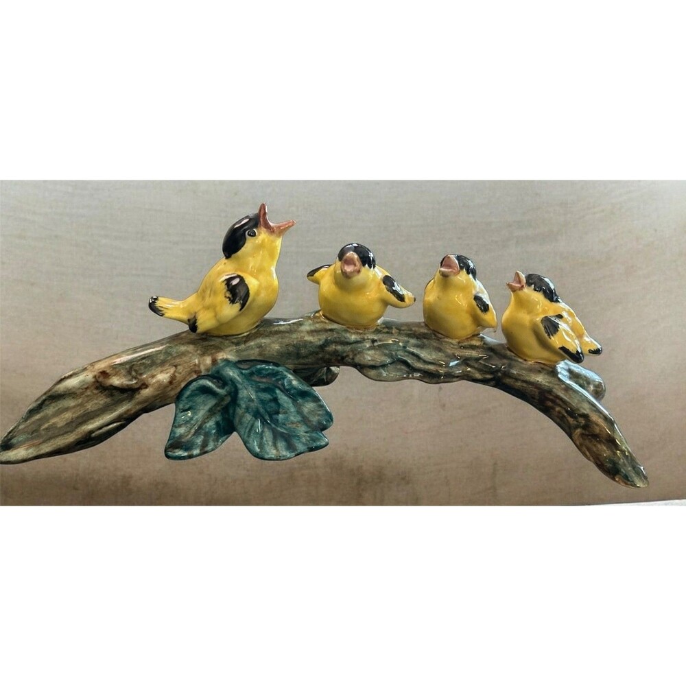 Vintage Stangl Pottery Figurine 4 Goldfinch Birds On Branch Great Condition